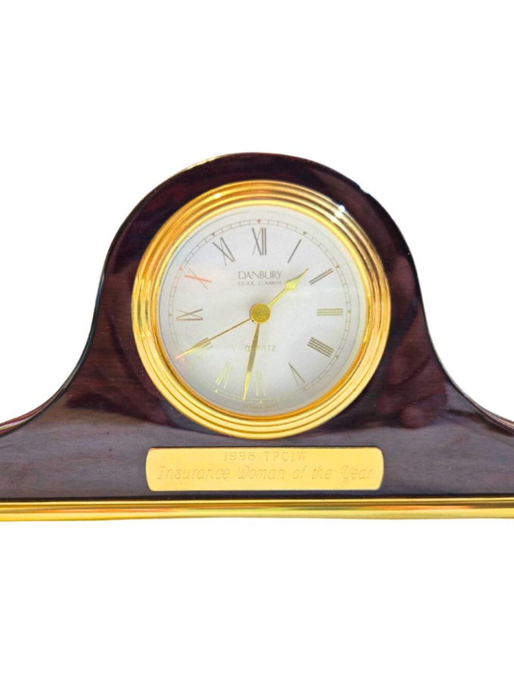 Danbury Clock Co. Cherry Wood Brown Mantle/Desk Quartz Clock